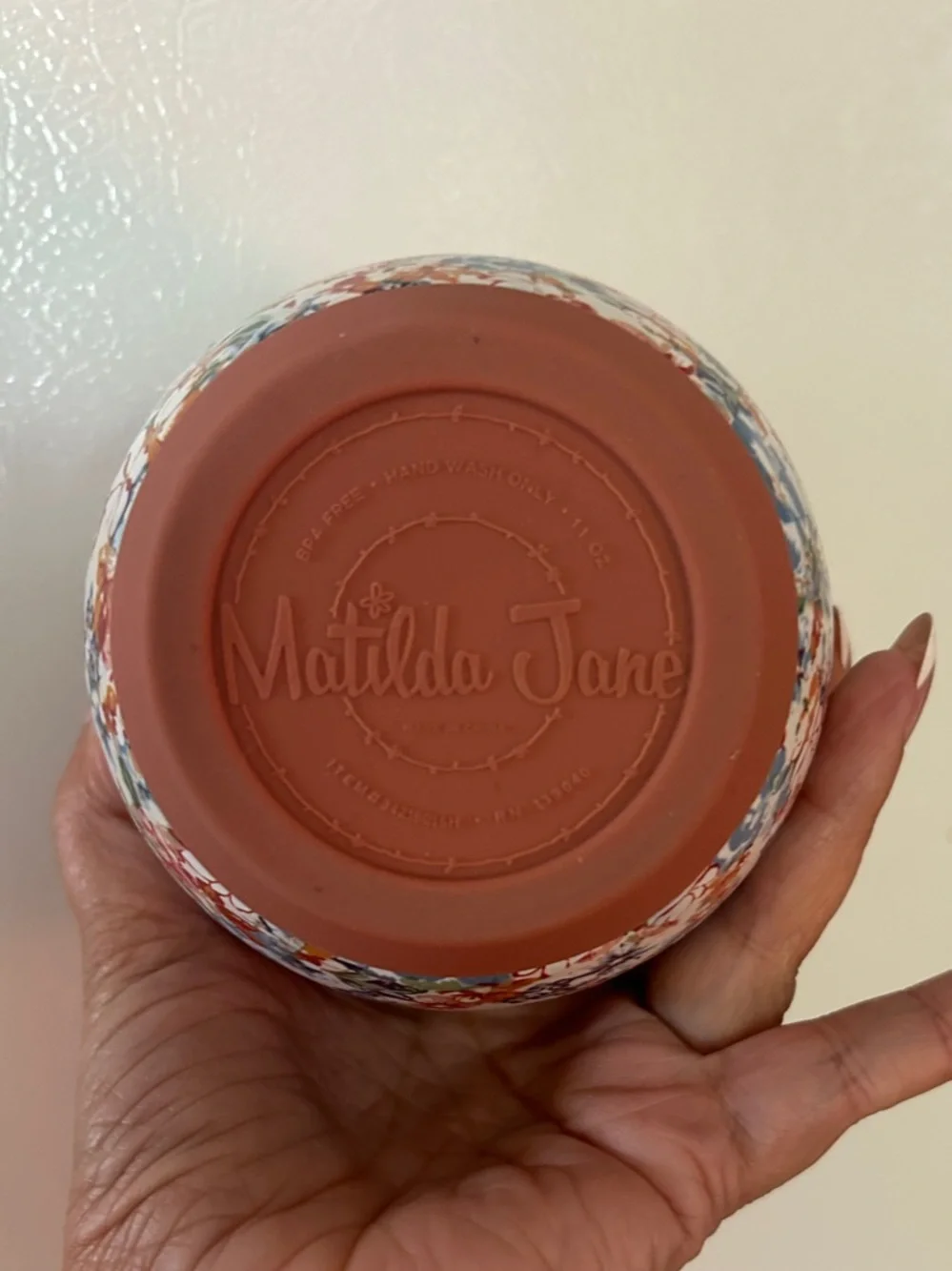 Matilda Jane Floral Stemless Tumbler in Blue, Red, Orange, Cream